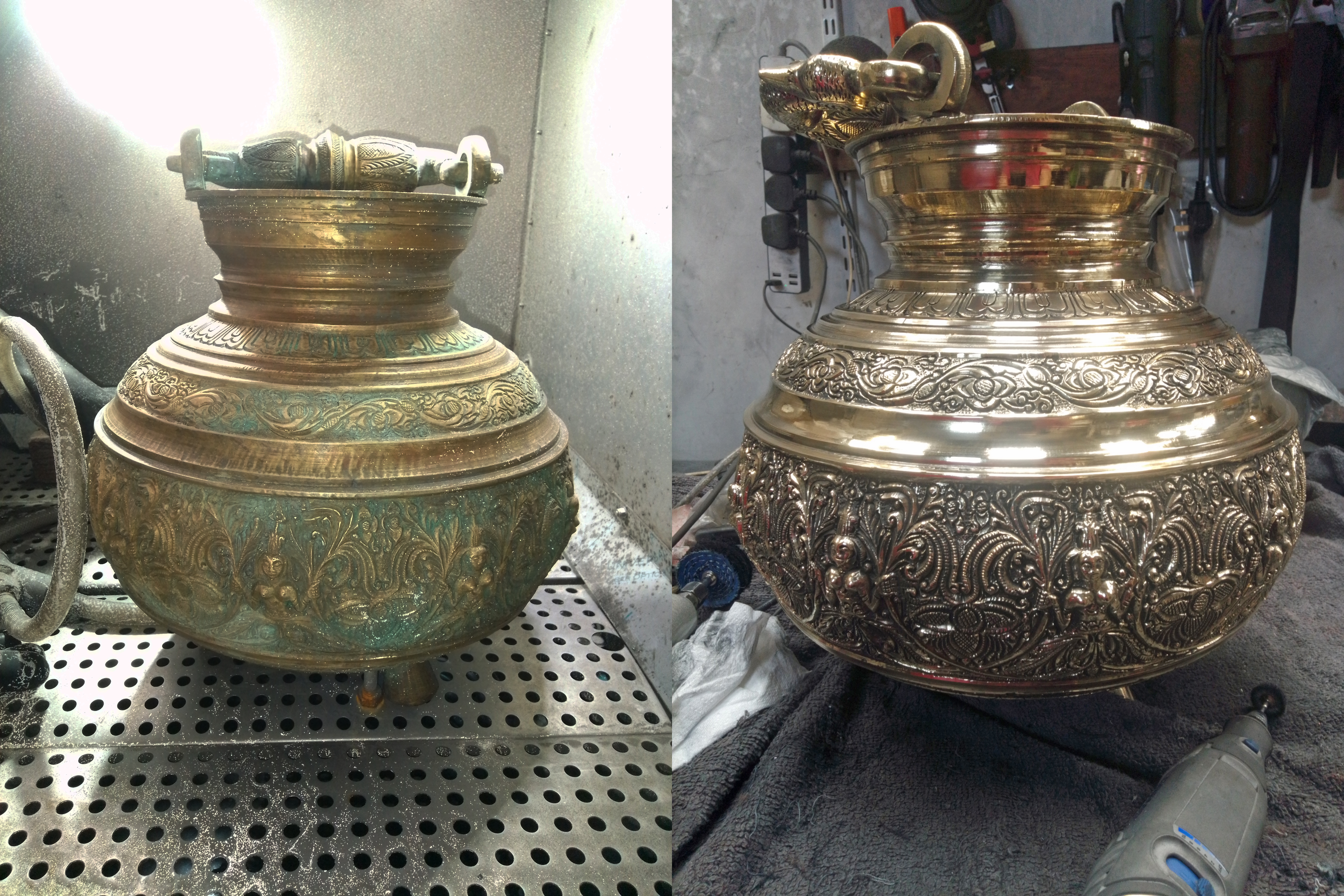 a temple pot restored to match other decor items